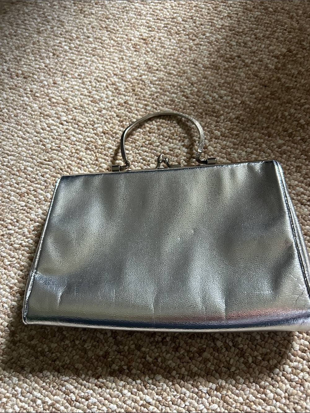 Silver Metallic Top-Handle Women’s Bag